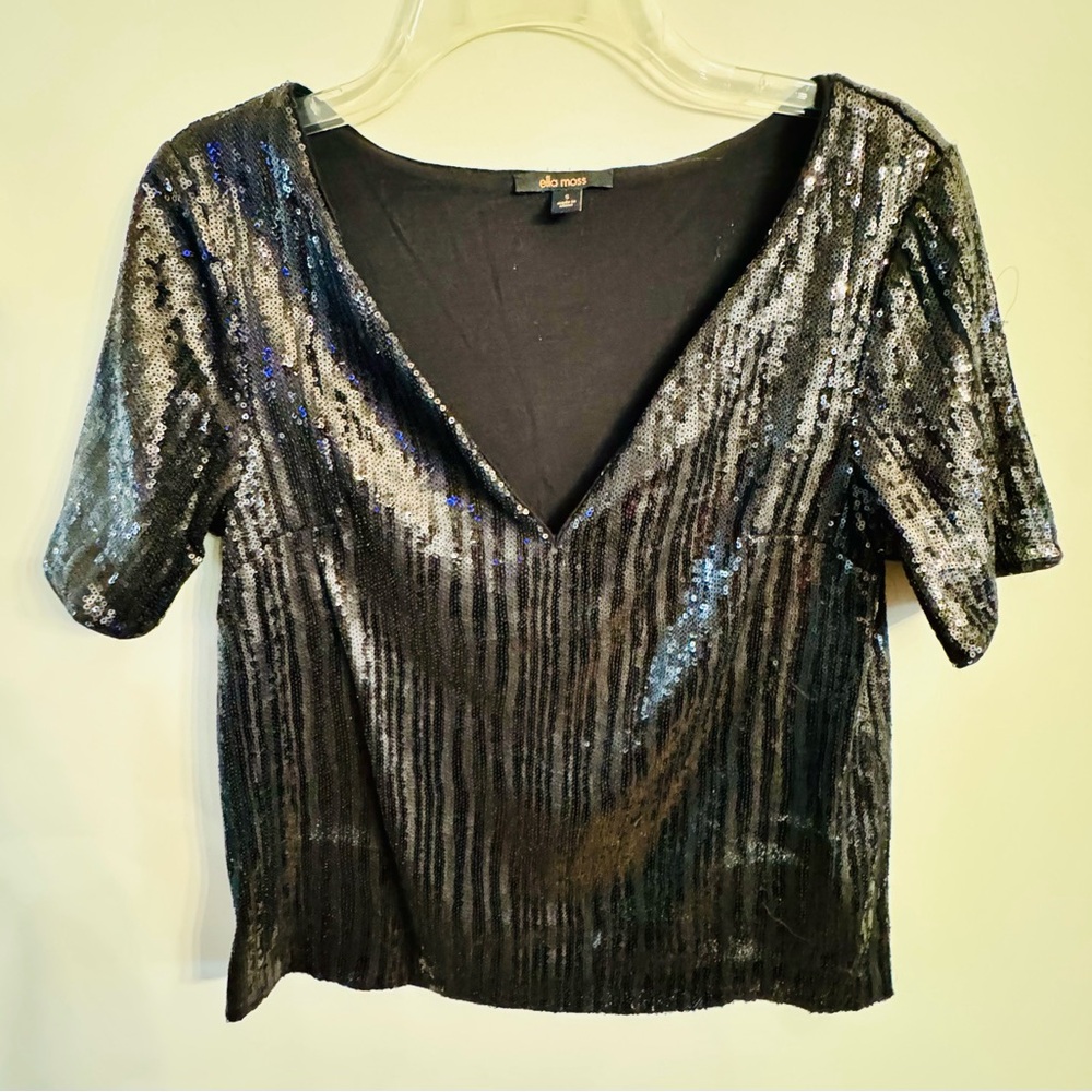 Ella Moss‎ Black Sequin Top